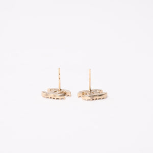 Very good condition CHANEL Coco mark earrings Weight approx. 2.61g Engraved unclear Rhinestone Metal GP Clear Gold For both ears Used 4a003134