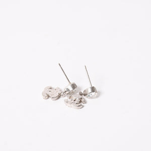 Very Good Condition CHANEL Coco Mark Drop Earrings Weight Approximately 2.61g 04A Engraved Heart Rhinestone Metal For Both Ears Used 4a003133