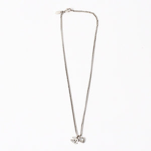 CHANEL Coco Mark Necklace Weight Approx. 6.86g 09C Engraved Heart Metal Rhinestone Silver Clear Good Condition Used 4a003143