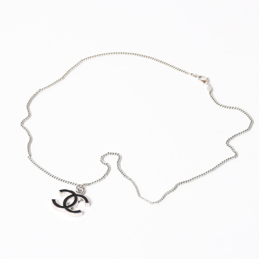 CHANEL シャネル ココマーク ネックレス 重量約5.11g 06V刻印 全長約43cm メタル シルバー ブラック 美品 中古 4a003146