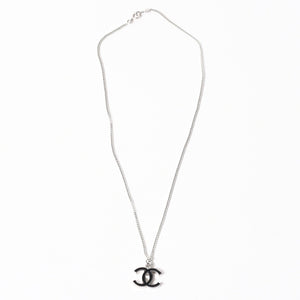 CHANEL シャネル ココマーク ネックレス 重量約5.11g 06V刻印 全長約43cm メタル シルバー ブラック 美品 中古 4a003146
