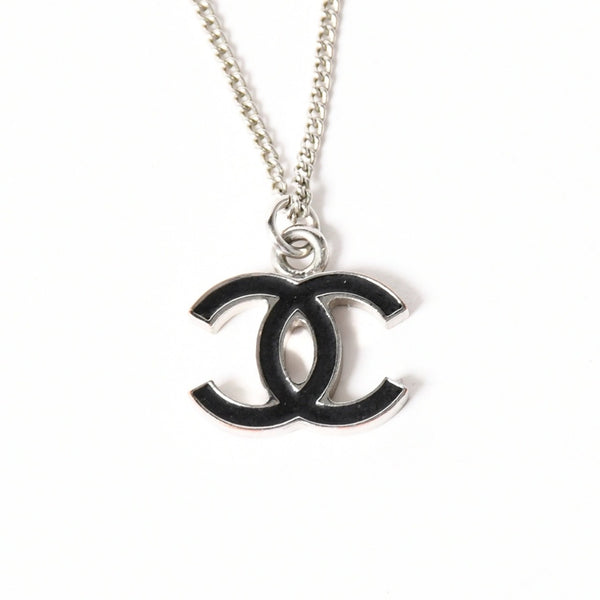 CHANEL シャネル ココマーク ネックレス 重量約5.11g 06V刻印 全長約43cm メタル シルバー ブラック 美品 中古 4a003146