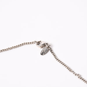 CHANEL Coco Mark Necklace Weight Approx. 6.86g 09C Engraved Heart Metal Rhinestone Silver Clear Good Condition Used 4a003143