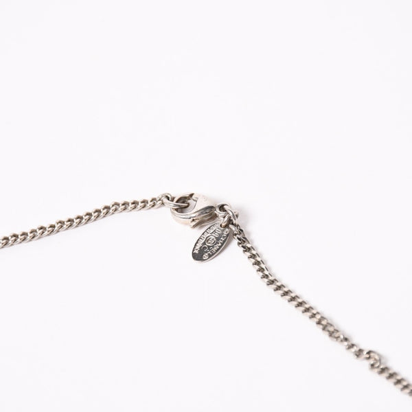 CHANEL Coco Mark Necklace Weight Approx. 6.86g 09C Engraved Heart Metal Rhinestone Silver Clear Good Condition Used 4a003143