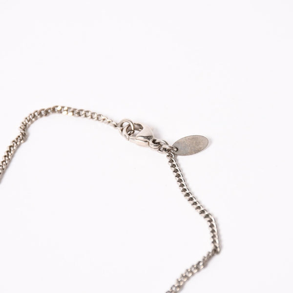 CHANEL Coco Mark Necklace Weight Approx. 6.86g 09C Engraved Heart Metal Rhinestone Silver Clear Good Condition Used 4a003143