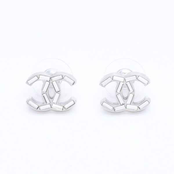 CHANEL シャネル ココマーク ピアス 重量約3.99g B11P刻印 ラインストーン メタル シルバー クリア 両耳用 美品 中古 4a003144