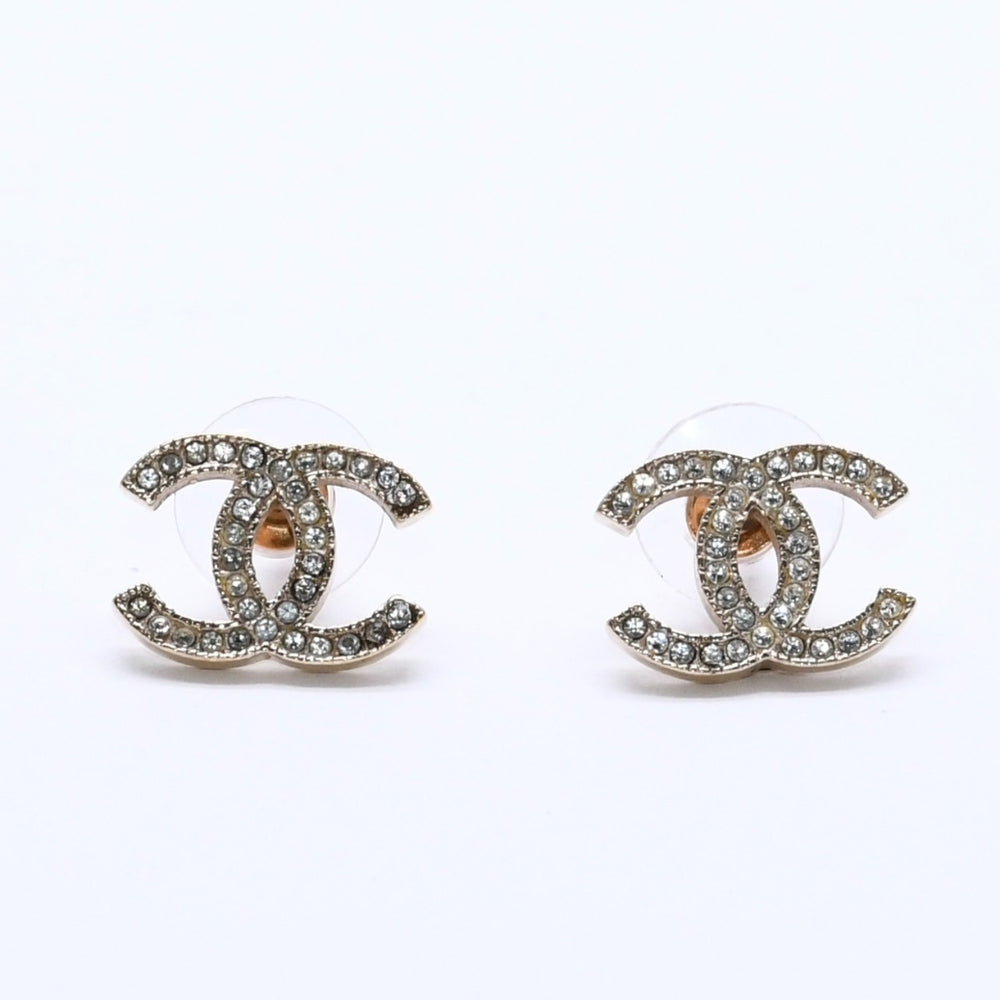 CHANEL シャネル ココマーク ピアス 重量約2.82g A13C刻印 ラインストーン メタル GP ゴールド クリア 両耳用 美品 中古 4a003140
