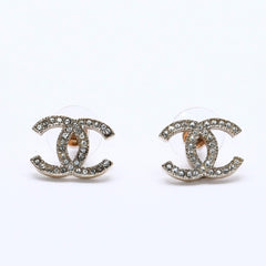 CHANEL Cocomark earrings Weight approx. 2.82g A13C engraved Rhinestone Metal GP Gold Clear For both ears Good condition Used 4a003140