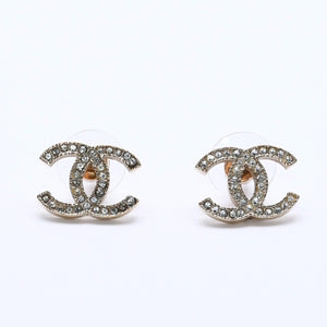 CHANEL Cocomark earrings Weight approx. 2.82g A13C engraved Rhinestone Metal GP Gold Clear For both ears Good condition Used 4a003140
