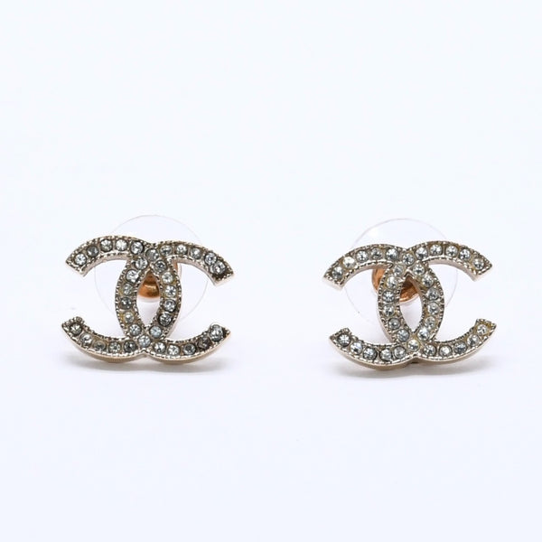 CHANEL Cocomark earrings Weight approx. 2.82g A13C engraved Rhinestone Metal GP Gold Clear For both ears Good condition Used 4a003140