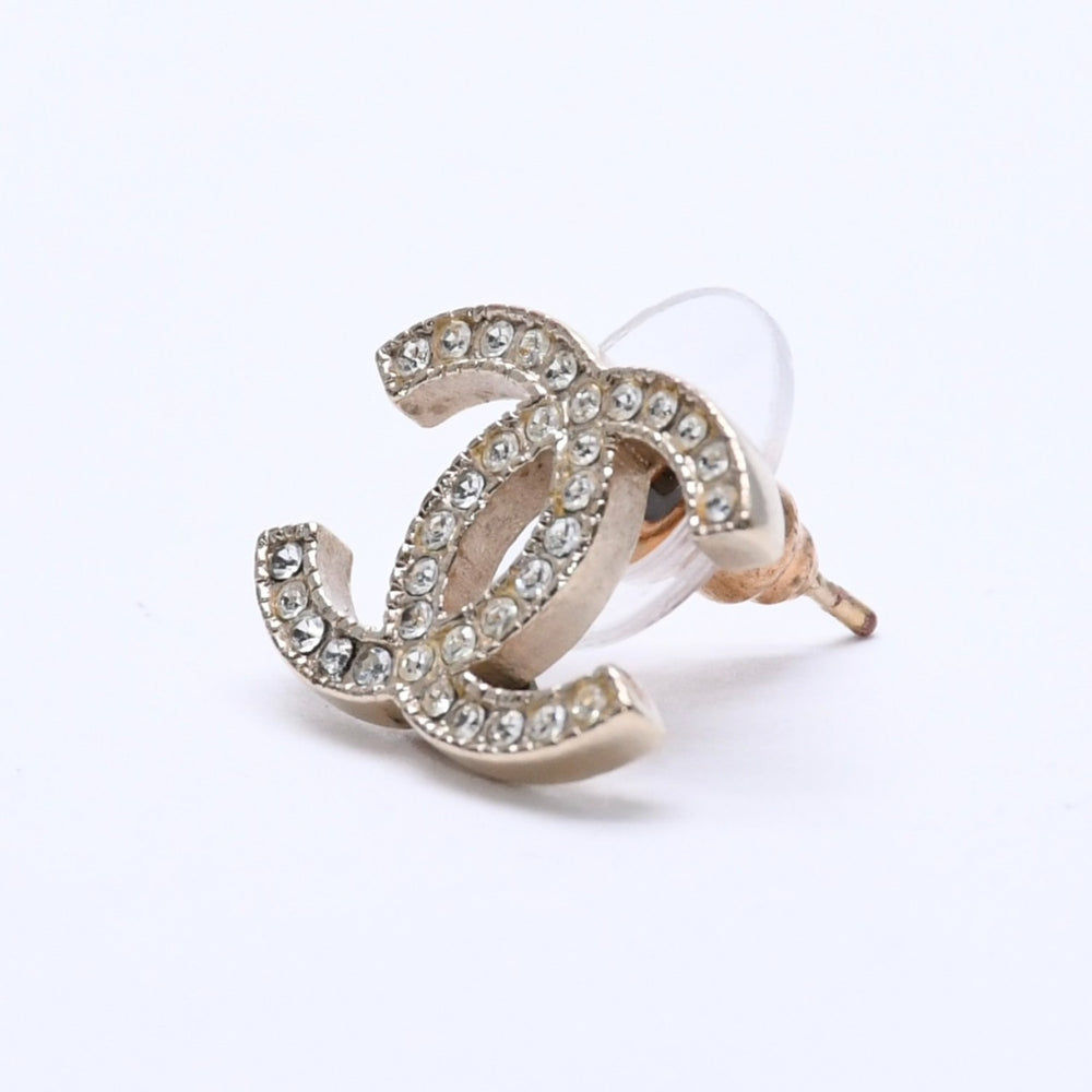 CHANEL シャネル ココマーク ピアス 重量約2.82g A13C刻印 ラインストーン メタル GP ゴールド クリア 両耳用 美品 中古 4a003140