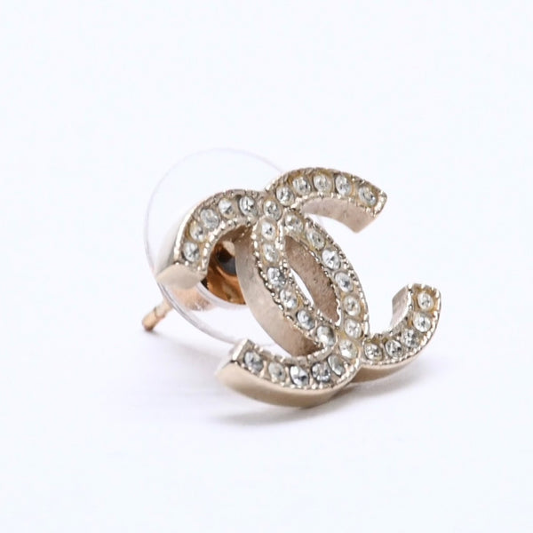 CHANEL Cocomark earrings Weight approx. 2.82g A13C engraved Rhinestone Metal GP Gold Clear For both ears Good condition Used 4a003140