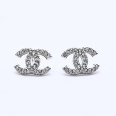CHANEL シャネル ココマーク ピアス 重量約1.58g B15C刻印 ラインストーン メタル シルバー クリア 両耳用 美品 中古 4a003147