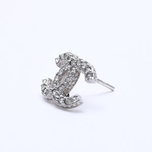 CHANEL シャネル ココマーク ピアス 重量約1.58g B15C刻印 ラインストーン メタル シルバー クリア 両耳用 美品 中古 4a003147