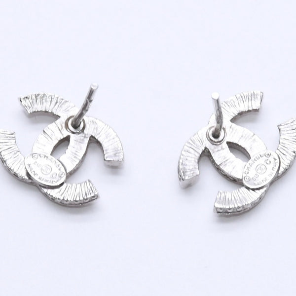 CHANEL シャネル ココマーク ピアス 重量約1.58g B15C刻印 ラインストーン メタル シルバー クリア 両耳用 美品 中古 4a003147