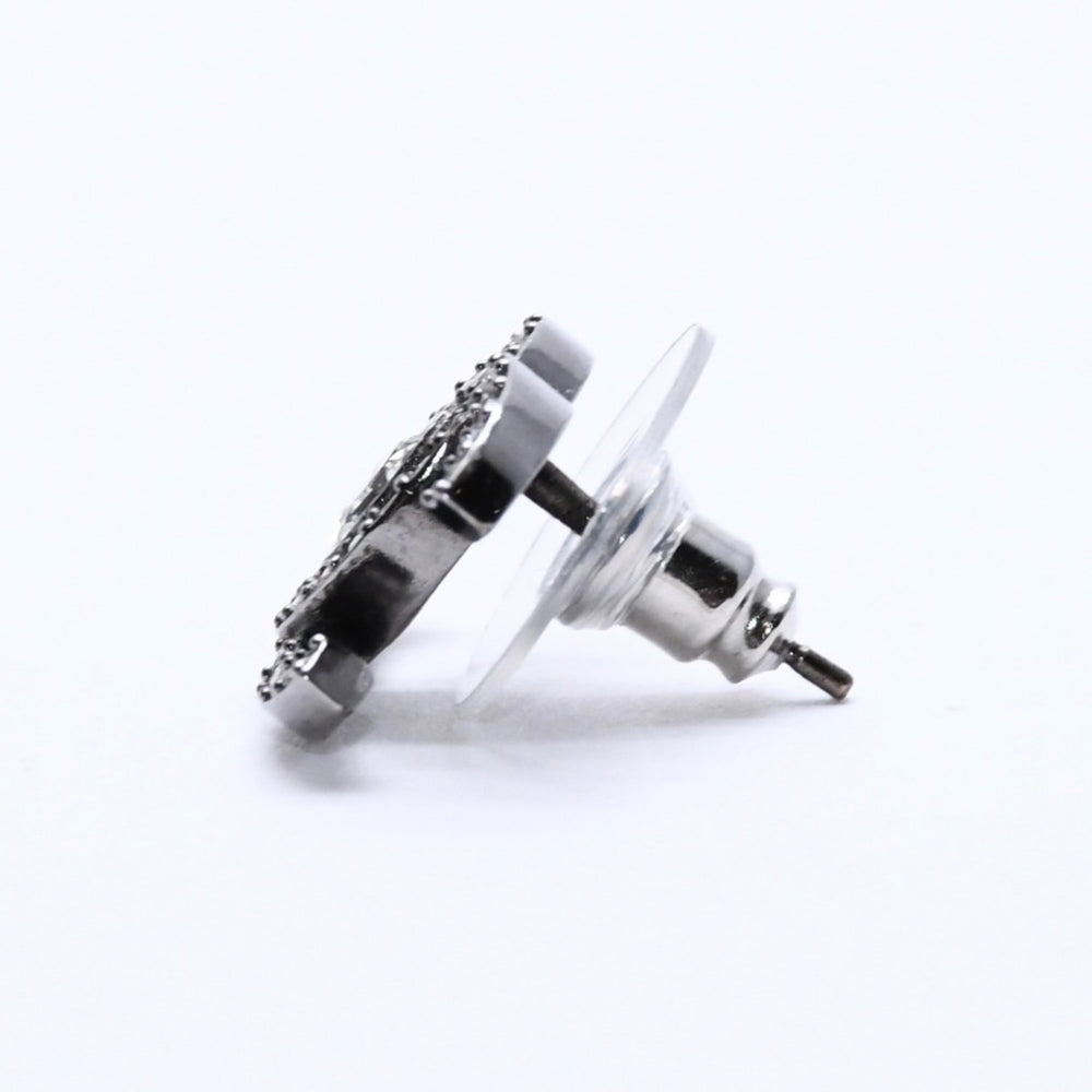 CHANEL シャネル ココマーク ピアス 重量約3.53g L21K刻印 ラインストーン メタル ガンメタ クリア 両耳用 美品 中古 4a003138
