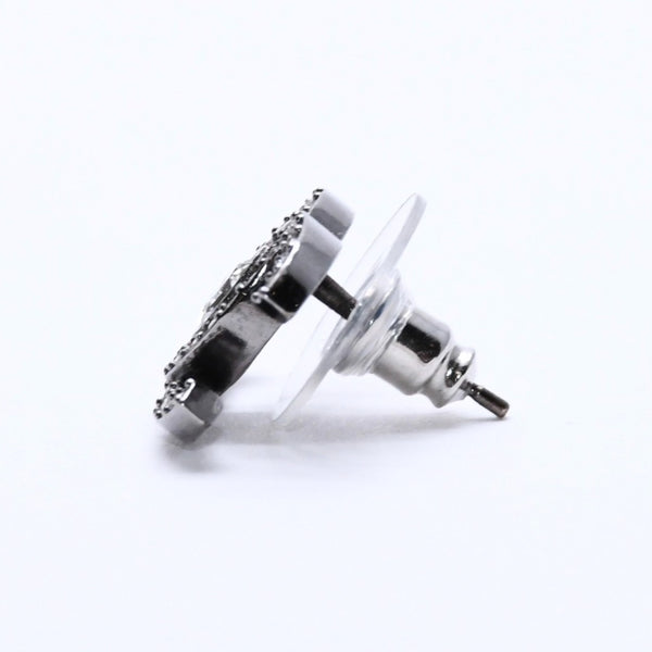 CHANEL シャネル ココマーク ピアス 重量約3.53g L21K刻印 ラインストーン メタル ガンメタ クリア 両耳用 美品 中古 4a003138