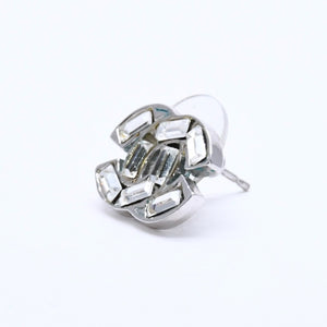 CHANEL Cocomark earrings Weight approx. 4.57g 01P stamp Rhinestone Metal Clear Silver For both ears Good used 4a003123
