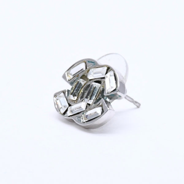 CHANEL Cocomark earrings Weight approx. 4.57g 01P stamp Rhinestone Metal Clear Silver For both ears Good used 4a003123