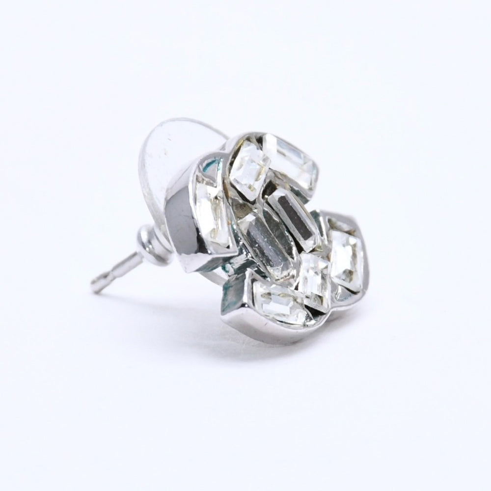 CHANEL Cocomark earrings Weight approx. 4.57g 01P stamp Rhinestone Metal Clear Silver For both ears Good used 4a003123