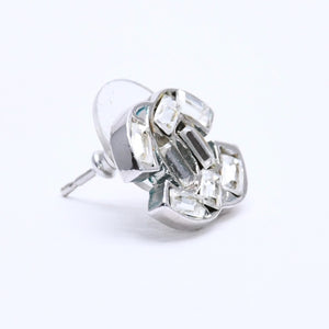 CHANEL Cocomark earrings Weight approx. 4.57g 01P stamp Rhinestone Metal Clear Silver For both ears Good used 4a003123