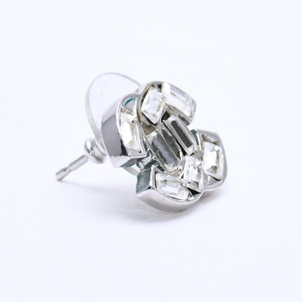 CHANEL Cocomark earrings Weight approx. 4.57g 01P stamp Rhinestone Metal Clear Silver For both ears Good used 4a003123