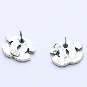 CHANEL Cocomark earrings Weight approx. 4.57g 01P stamp Rhinestone Metal Clear Silver For both ears Good used 4a003123