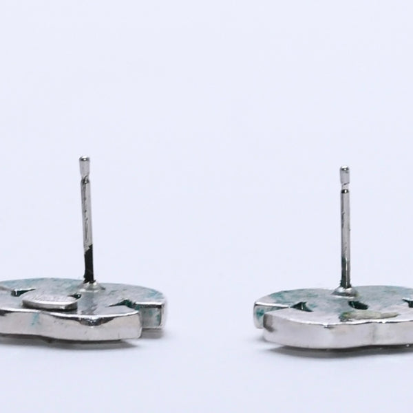 CHANEL Cocomark earrings Weight approx. 4.57g 01P stamp Rhinestone Metal Clear Silver For both ears Good used 4a003123
