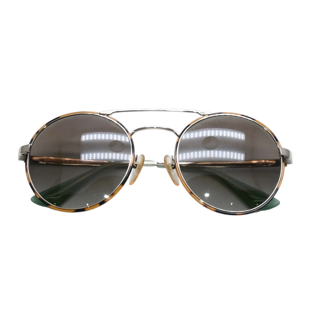 極美品 PRADA プラダ ラウンド型サングラス ハバナ柄 メタルフレーム メガネ アクセサリー アイウェア 54□22 7S0-4K1 SPR51S 中古 4a002968