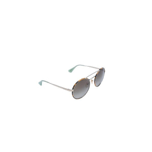 極美品 PRADA プラダ ラウンド型サングラス ハバナ柄 メタルフレーム メガネ アクセサリー アイウェア 54□22 7S0-4K1 SPR51S 中古 4a002968