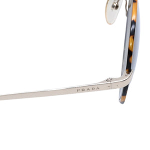 極美品 PRADA プラダ ラウンド型サングラス ハバナ柄 メタルフレーム メガネ アクセサリー アイウェア 54□22 7S0-4K1 SPR51S 中古 4a002968
