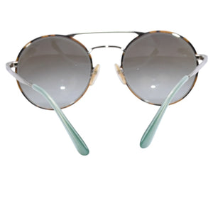 極美品 PRADA プラダ ラウンド型サングラス ハバナ柄 メタルフレーム メガネ アクセサリー アイウェア 54□22 7S0-4K1 SPR51S 中古 4a002968