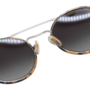 極美品 PRADA プラダ ラウンド型サングラス ハバナ柄 メタルフレーム メガネ アクセサリー アイウェア 54□22 7S0-4K1 SPR51S 中古 4a002968