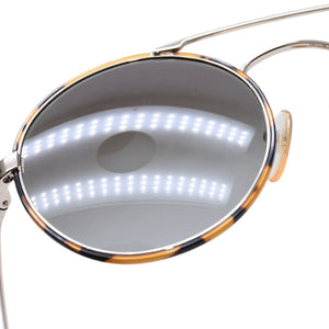 極美品 PRADA プラダ ラウンド型サングラス ハバナ柄 メタルフレーム メガネ アクセサリー アイウェア 54□22 7S0-4K1 SPR51S 中古 4a002968
