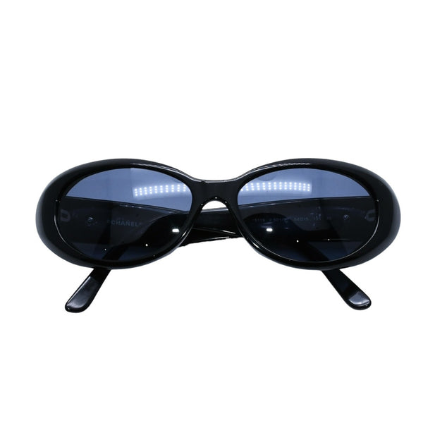 極美品 CHANEL シャネル オバール型シェイプサングラス ブラックフレーム シャネルロゴ メガネ アイウェア 5119 中古 4a002965