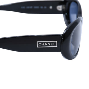極美品 CHANEL シャネル オバール型シェイプサングラス ブラックフレーム シャネルロゴ メガネ アイウェア 5119 中古 4a002965