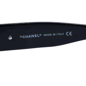極美品 CHANEL シャネル オバール型シェイプサングラス ブラックフレーム シャネルロゴ メガネ アイウェア 5119 中古 4a002965