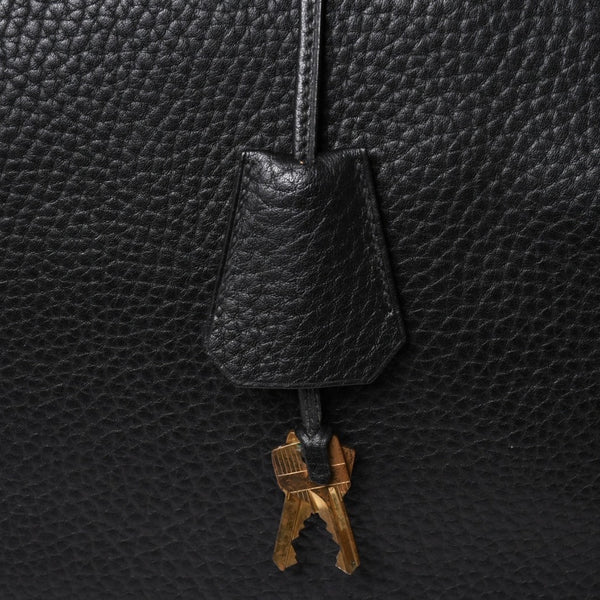 Very Good Condition HERMES Hautacroix 40 Handbag Fjord Black ○W Engraved Bronze Hardware Used 4a003174