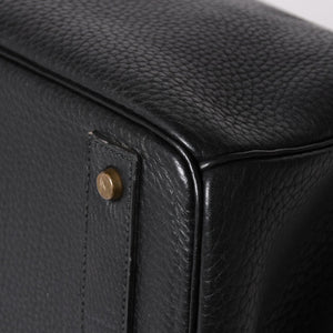 Very Good Condition HERMES Hautacroix 40 Handbag Fjord Black ○W Engraved Bronze Hardware Used 4a003174