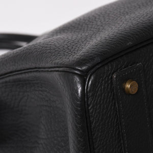 Very Good Condition HERMES Hautacroix 40 Handbag Fjord Black ○W Engraved Bronze Hardware Used 4a003174