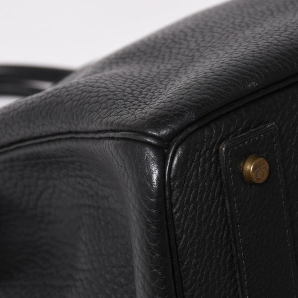 Very Good Condition HERMES Hautacroix 40 Handbag Fjord Black ○W Engraved Bronze Hardware Used 4a003174