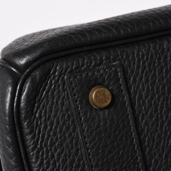 Very Good Condition HERMES Hautacroix 40 Handbag Fjord Black ○W Engraved Bronze Hardware Used 4a003174