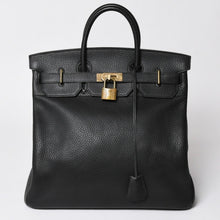 画像をギャラリービューアに読み込む, 極美品 HERMES エルメス オータクロア40 ハンドバッグ フィヨルド ブラック ○W刻印 ブロンズ金具 中古 4a003174