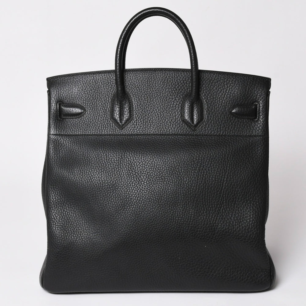 極美品 HERMES エルメス オータクロア40 ハンドバッグ フィヨルド ブラック ○W刻印 ブロンズ金具 中古 4a003174