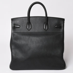 Very Good Condition HERMES Hautacroix 40 Handbag Fjord Black ○W Engraved Bronze Hardware Used 4a003174