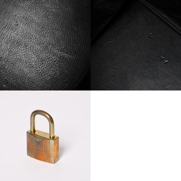 Very Good Condition HERMES Hautacroix 40 Handbag Fjord Black ○W Engraved Bronze Hardware Used 4a003174