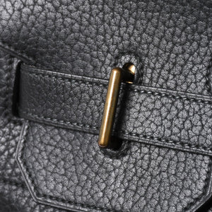 Very Good Condition HERMES Hautacroix 40 Handbag Fjord Black ○W Engraved Bronze Hardware Used 4a003174