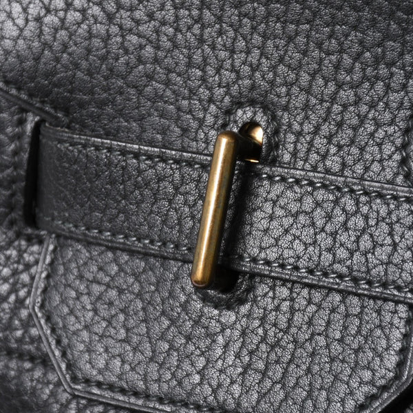 Very Good Condition HERMES Hautacroix 40 Handbag Fjord Black ○W Engraved Bronze Hardware Used 4a003174