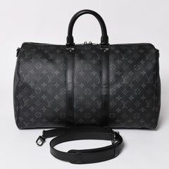 Like new LOUIS VUITTON Keepall Bandouliere 45 Boston bag M40569 Monogram Eclipse Black Used 4a003175