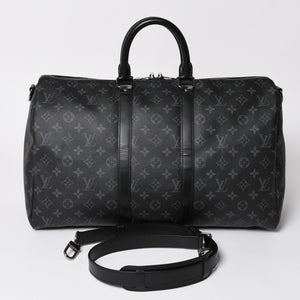 Like new LOUIS VUITTON Keepall Bandouliere 45 Boston bag M40569 Monogram Eclipse Black Used 4a003175